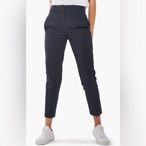 Navy Pinstripe Tapered Leg Pants